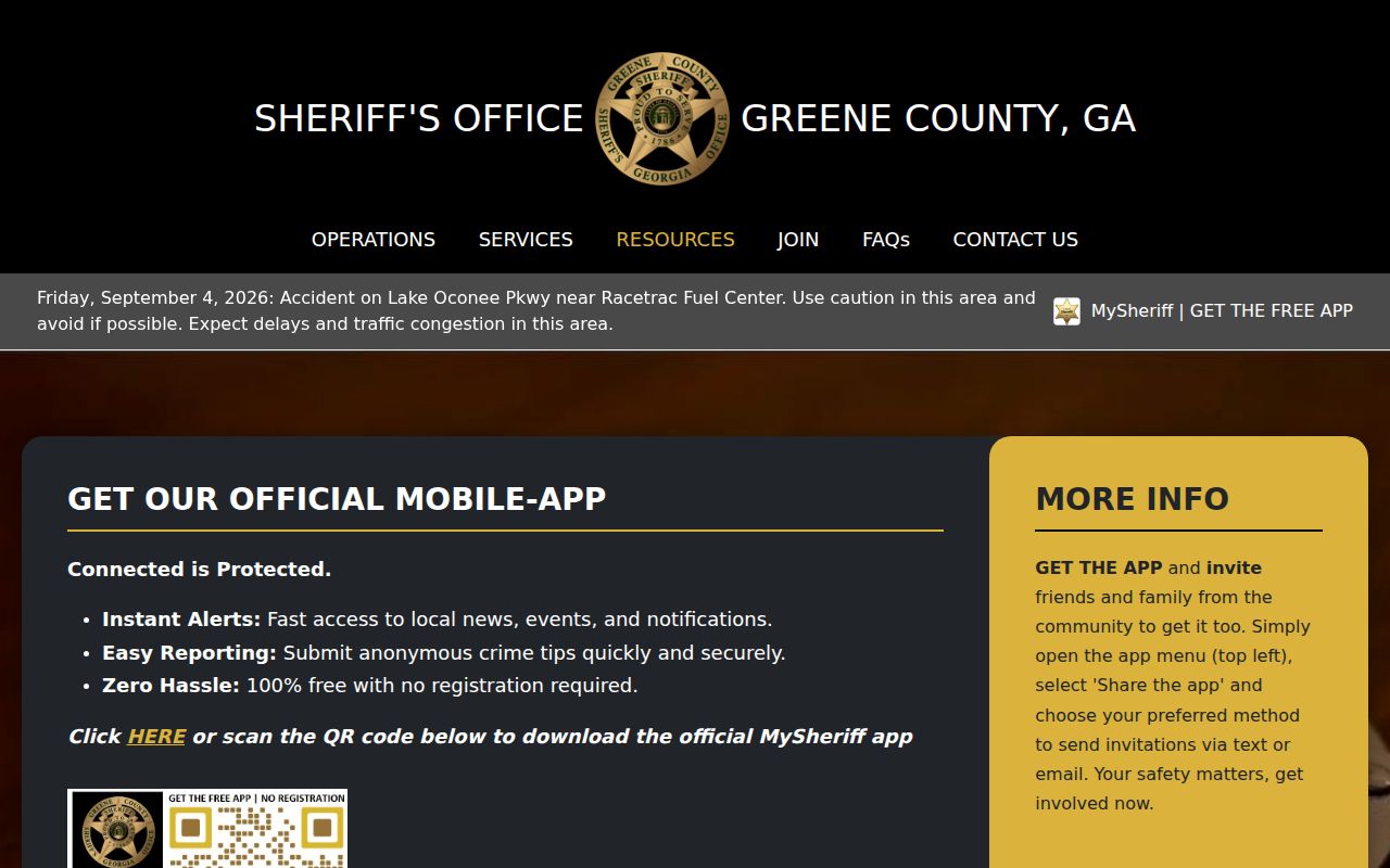 Greene County active warrants Sheriff app route