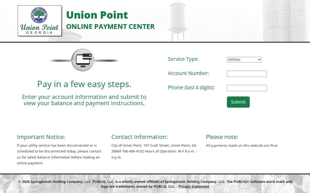 Union Point QPay options for utilities, licenses, and taxes